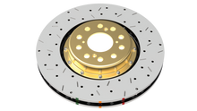 Load image into Gallery viewer, DBA 2004 STi 10 Stud Hole Front Drilled & Slotted 5000 Series 2 Piece Rotor Assembled w/ Black Hat