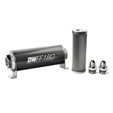DeatschWerks Stainless Steel 8AN 100 Micron Universal Inline Fuel Filter Housing Kit (160mm)