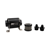 DeatschWerks Stainless Steel 6AN 40 Micron Universal Inline Fuel Filter Housing Kit (70mm)