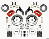Wilwood Forged Dynalite Front Kit 11.00in Drill-Red 65-68 Chevy Impala -Drum Spindle