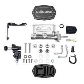 Wilwood MOPAR Compact Tandem M/C Kit w/ P-Valve & Pushrod 1in Bore - Chrome Powdercoat