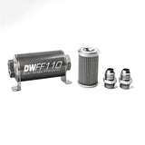 DeatschWerks Stainless Steel 10AN 100 Micron Universal Inline Fuel Filter Housing Kit (110mm)