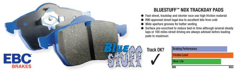 EBC 15-21 Subaru WRX 2.5L (Excl 2022 Models) Bluestuff Front Brake Pads