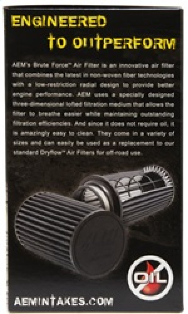 AEM Dryflow Conical Air Filter 2.75in Flange ID / 6in Base OD / 5.125in Top OD / 9.125in Height