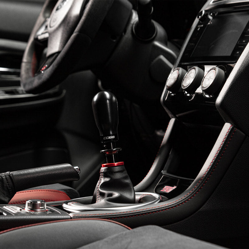 Cobb Subaru 6-Speed Tall Weighted COBB Shift Knob - Black (Incl. Both Red + Blk Collars)