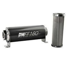 Load image into Gallery viewer, DeatschWerks Stainless Steel 8AN 10 Micron Universal Inline Fuel Filter Housing Kit (160mm)