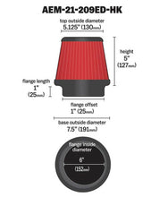 Load image into Gallery viewer, AEM DryFlow Air Filter AIR FILTER KIT 6in X 5in DRYFLOW- W/HOLE