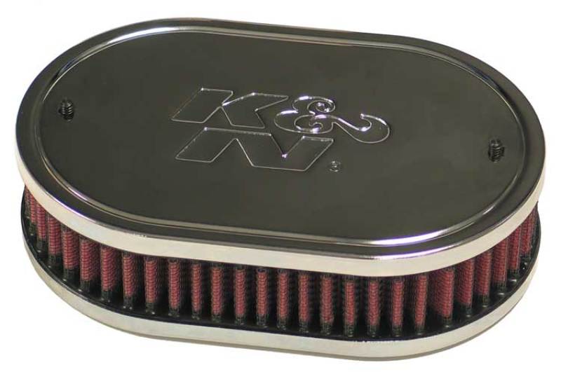 K&N Custom Oval Race Filter Red 7in O/S L x 4.5in O/S W x 2in H